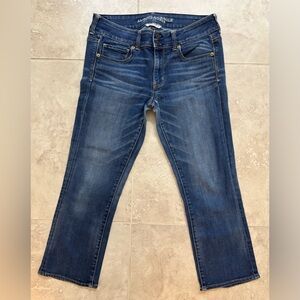 American Eagle Artist Crop Blue Denim Jeans (10)